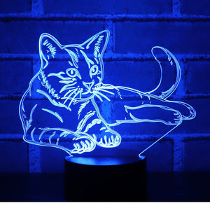 3D LED Night Light Alert Cat